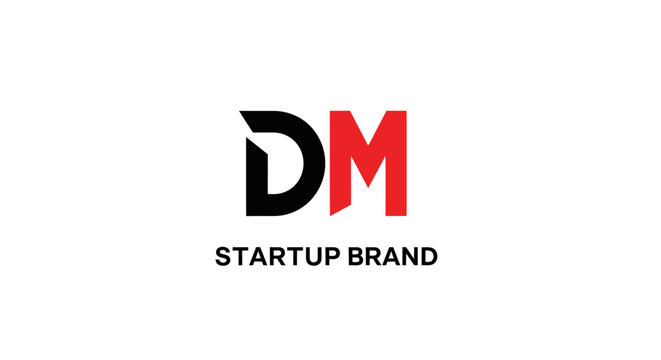 Modern DM Logo Design on White Background - Startup Brand Identity
