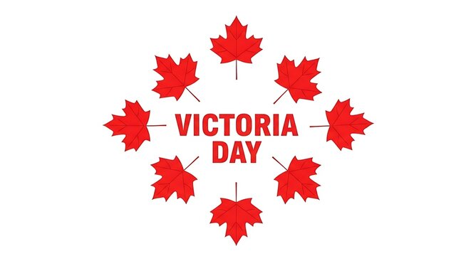 Victoria day canada celebration with maple leaves