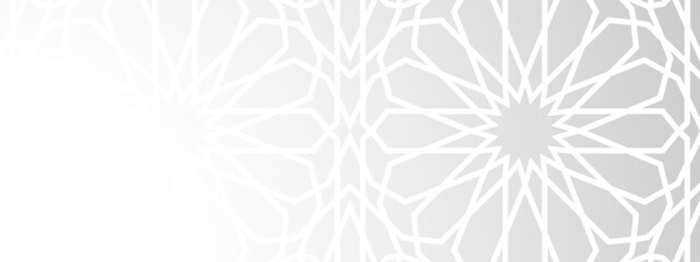 Fototapeta premium Islam overlay islamic and ramadan shadow pattern with design adha gray. White arab abstract and kareem indian paper with modern religion greeting. Invitation islam illustration and arabesque.