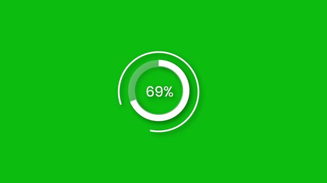 Green Screen Pie Chart Progress 69 Percent Loading Animation UI Element