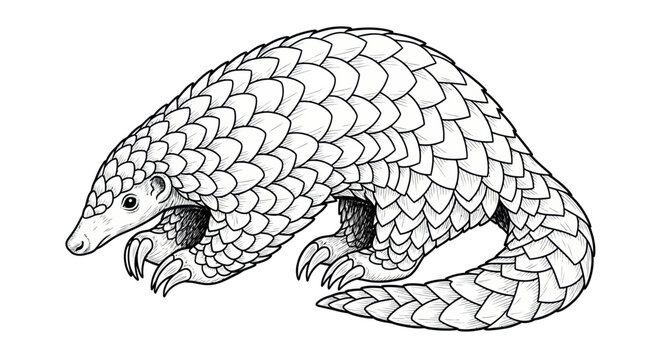 Pangolin Illustration: Scaly Mammal, Unique Wildlife Drawing, Endangered Animal Art