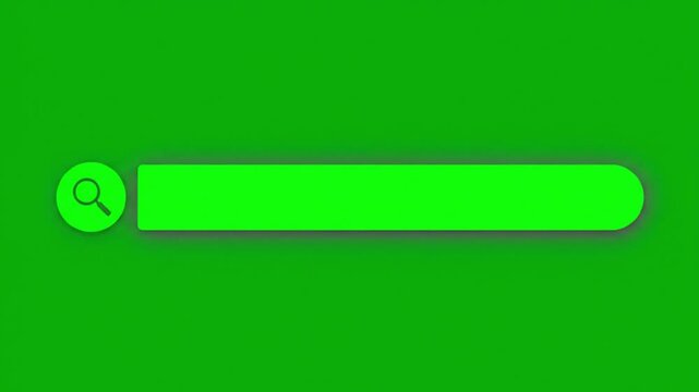 Green screen with search bar interface and magnifying glass icons for digital design or software demonstration