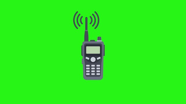 Walkie talkie vector icon animation isolated on green screen background for communication visuals