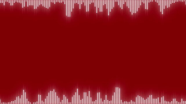 Dark red background with neon glowing music equalizer border animated audio bars frame sound wave visualizer futuristic nightclub style loop with copy space for text logo motion graphic