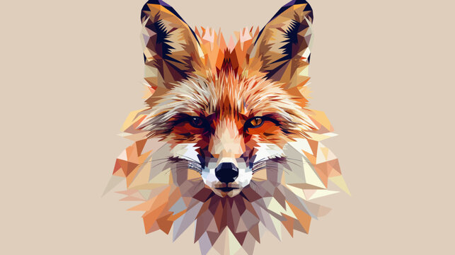 Geometric fox portrait artistic render of wildlife in warm tones