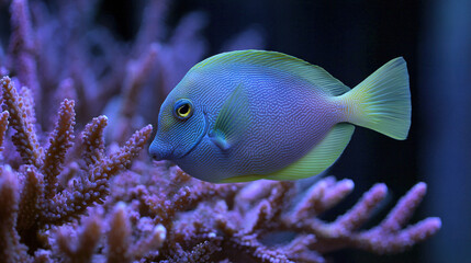 Obraz premium Rainbow-colored fish swimming among coral reef