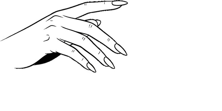 Elegant hand with long, pointed fingernails elegantly poised