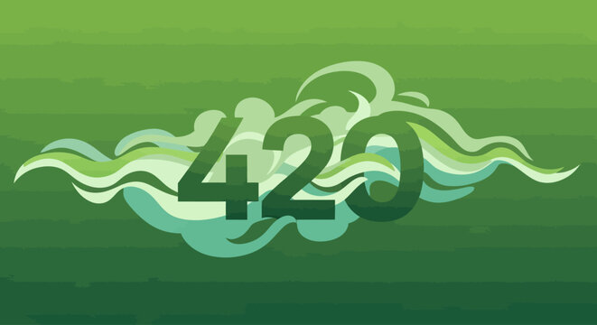 Green Cannabis 420 Smoke Cloud Illustration for Lifestyle and Celebration