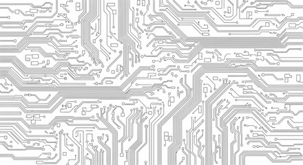 Obraz premium Abstract Electronic Circuit Board Pattern with Pathways on Bright Background