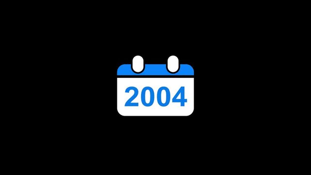 Calendar 2004 blue and white on black background date concept year 2004