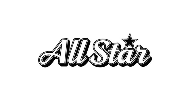 All Star Bold Typography with Star Design on Isolated White Background