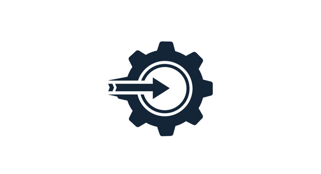 Gear icon with an arrow pointing into its center, representing input, process, and settings configuration.