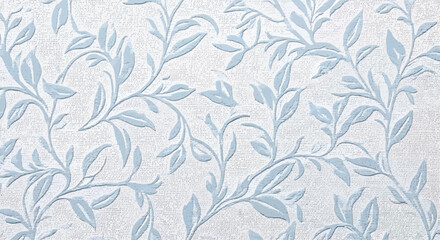 Fototapeta premium Blue Leaves Pattern on White Background