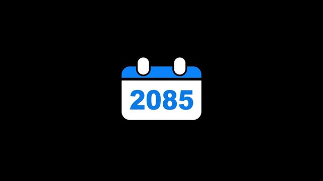 Futuristic calendar 2085 year on black background date