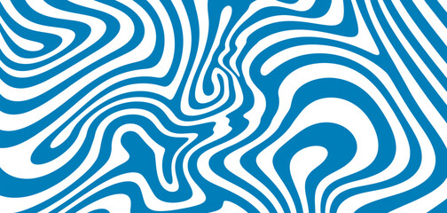 Fototapeta premium Psychedelic swirl groovy pattern, blue trippy abstract background, wave water ripple lines, vector spiral line pattern, isolated vibrant illustration