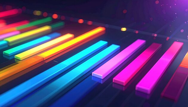 A close-up of a keyboard with colorful glowing keys