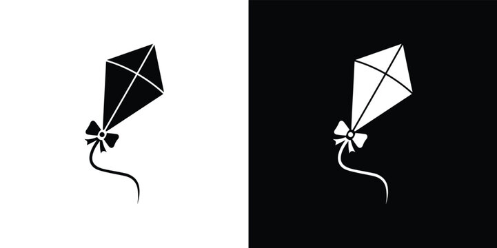 Black and white kites with bows on strings black kite