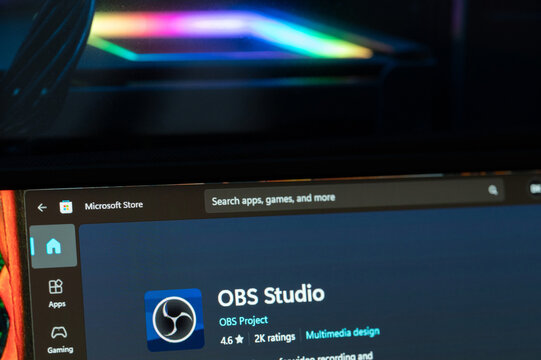 OBS studio app in Microsoft store menu