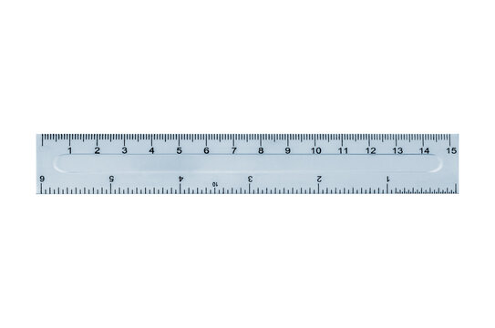 Clear ruler showing measurements in inches and centimeters precisely aligned isolated on transparent background