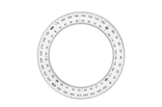Protractor with degree markings shown in circular layout design isolated on transparent background