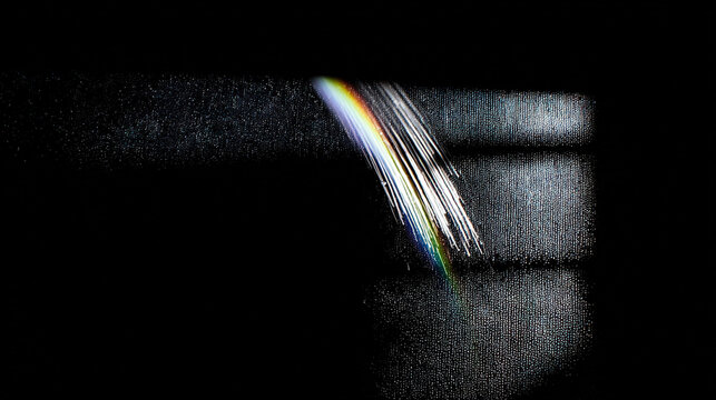Rainbow Light Trail Against Dark Background