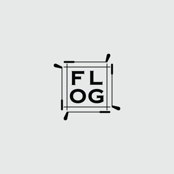 minimal golf stick logo interlocking square shape