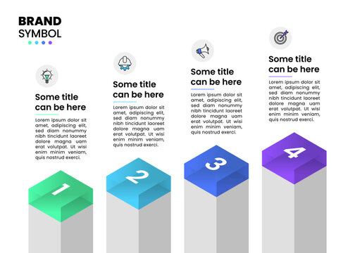 Infographic template. 4 growing columns with icons