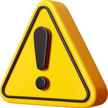 3d alert sign icon of vector yellow triangle with realistic exclamation mark in black line frame. Danger, alert or caution, attention and hazard, safety or traffic warning sign