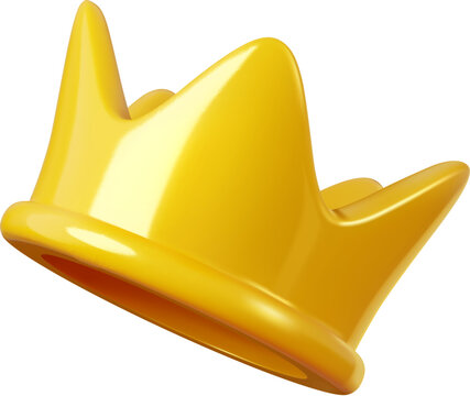 3d princess, king or queen crown, winner trophy. Vector golden glossy royal king or queen crown with shiny surface. Luxury award trophy object for victory, success, leadership, fantasy or fairy tale