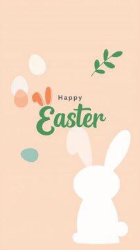 Happy easter greeting card with bunny silhouette
