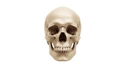 Obraz premium Sepia toned isolated human skull on a clean white background