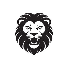 Fototapeta premium Majestic Lion Head Vector Illustration - King of Jungle Logo SVG - Tribal Lion Face Silhouette for T-shirt Design