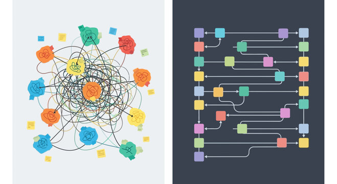 Visualizing Complex Ideas and Streamlined Processes Through Contrasting Diagrams