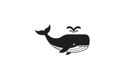 Obraz premium Black and white whale illustration with water splash isolated on white