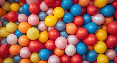 Obraz premium a vibrant wallpaper backdrop featuring an array of colorful balloons