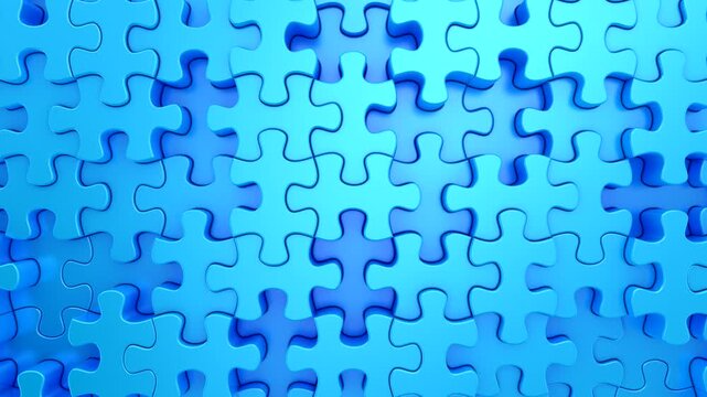 Background of Puzzles. Abstract motion, loop, two color, 3d rendering, 4k resolution
