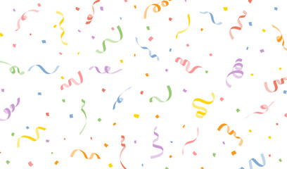 Obraz premium カラフルな紙吹雪とカールリボンの背景イラスト ベクター