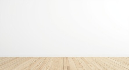 Naklejka premium New construction with light wood flooring and smooth white wall textures