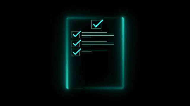 check list animated outline icon. Checklist line icon animation. document marking, mark icon 4k motion
