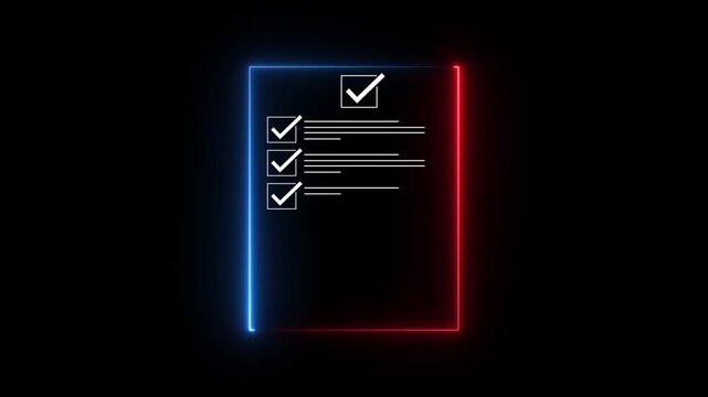 check list animated outline icon. Checklist line icon animation. document marking, mark icon 4k motion