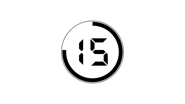 Modern digital timer counting down from 20 to 0 on black background. 21 second timer animation. 20 second countdown timer 4k motion