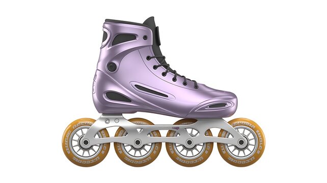 Purple inline skate with four wheels