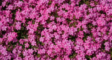 Obraz premium Pink phlox flowers forming a vibrant mat under spring sunshine