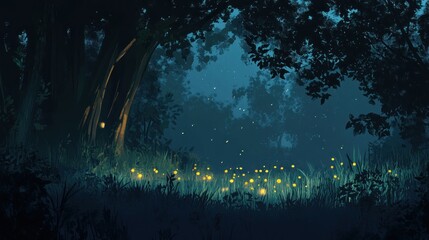 Obraz premium Night Forest Glow