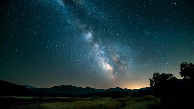 Stunning night sky filled with stars over mountains