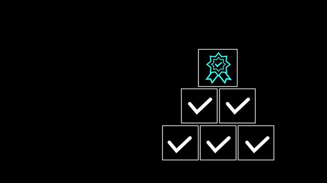 Check box inside a square shape box animation, symbolizing approval or completion