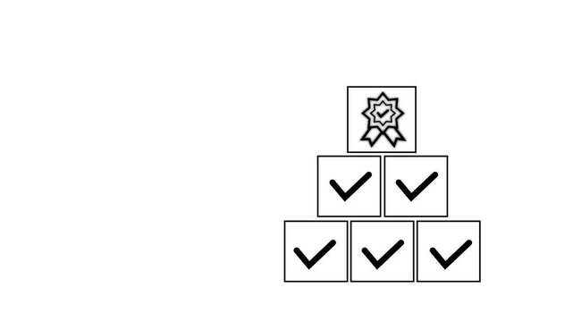 Check box inside a square shape box animation, symbolizing approval or completion