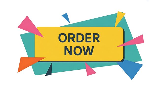 Order now button with colorful geometric shapes
