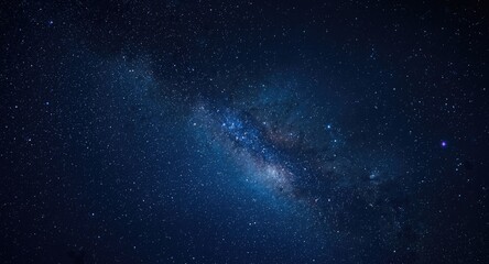 Fototapeta premium Night sky panorama displaying a luminous open blue galaxy cluster