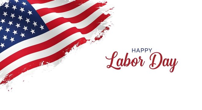 American labor day celebration with flag